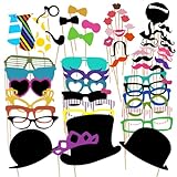 HANIUTTY 58 Pcs Papier Photo Booth Props, Accessoires Photobooth Moustache Mask Arc Lips Hat Photomaton Déguisements pour Mariage fête d'anniversaire noël Halloween Accessoire Photobooth Mariage