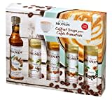 MONIN - Coffret pour Boissons Chaudes - Caramel, Amaretto, Noisette Grillée, Pain d'Épices et Vanille - 5x5cl