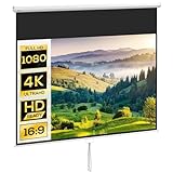 HOMCOM Écran de Projection TV et Home Cinema de 120 Pouces vidéo projecteur 16:9 4K HD, Fixation Mural ou Plafond, 266L x 149H cm