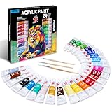 24 couleurs (tube de 12 ml) de peinture acrylique pour artistes pour enfants et adultes