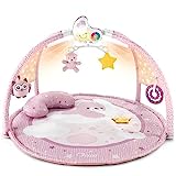 Chicco Enjoy Colours Tapis d'Éveil et de Jeux 3 en 1, Gym Electronique Multifonction, Projecteur d'Etoiles, Veilleuse Amovible et Musique Relaxante - Jouets pour Bébé dès la Naissance - Rose