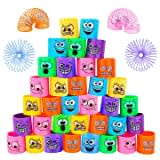 MOOING 30 Pièces Jouets Ressorts,Mini Ressort Jouet Enfant avec des Visages Drôles, Rainbow Spiral Bobine,Ressorts Magiques,Enfant Jouets Fantaisie et Gadgets,Orange, 6 couleurs au total（31*19*3.8）