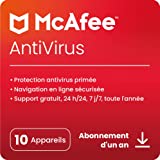 McAfee AntiVirus Plus 2024, 10 appareils|Antivirus, sécurité Internet et protection|PC/Mac/Android/iOS|Abonnement 1 an|Code d'activation par email