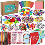 LPAOIS Kit Bricolage 1600+ Activites Manuelles pour Enfants, Pipe Cleaners Crafts Set, Fournitures Éducatives, Loisirs Créatifs pour Enfants, Pompons, Yeux Gluants, Plumes